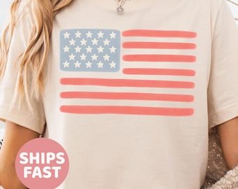 Retro America Shirt, American Flag, 4th Of July Shirt, Fourth Of July, Patriotic USA Gift, Women's Graphic Tee, Comfort Colors, USA Shirt