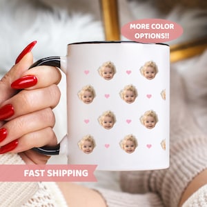 Baby Face Mug, Personalized Face Mug, Custom Photo Mug, Your baby Face Mug, Baby Face Mug For Mom Dad grandma Birthday Gift, heart mug