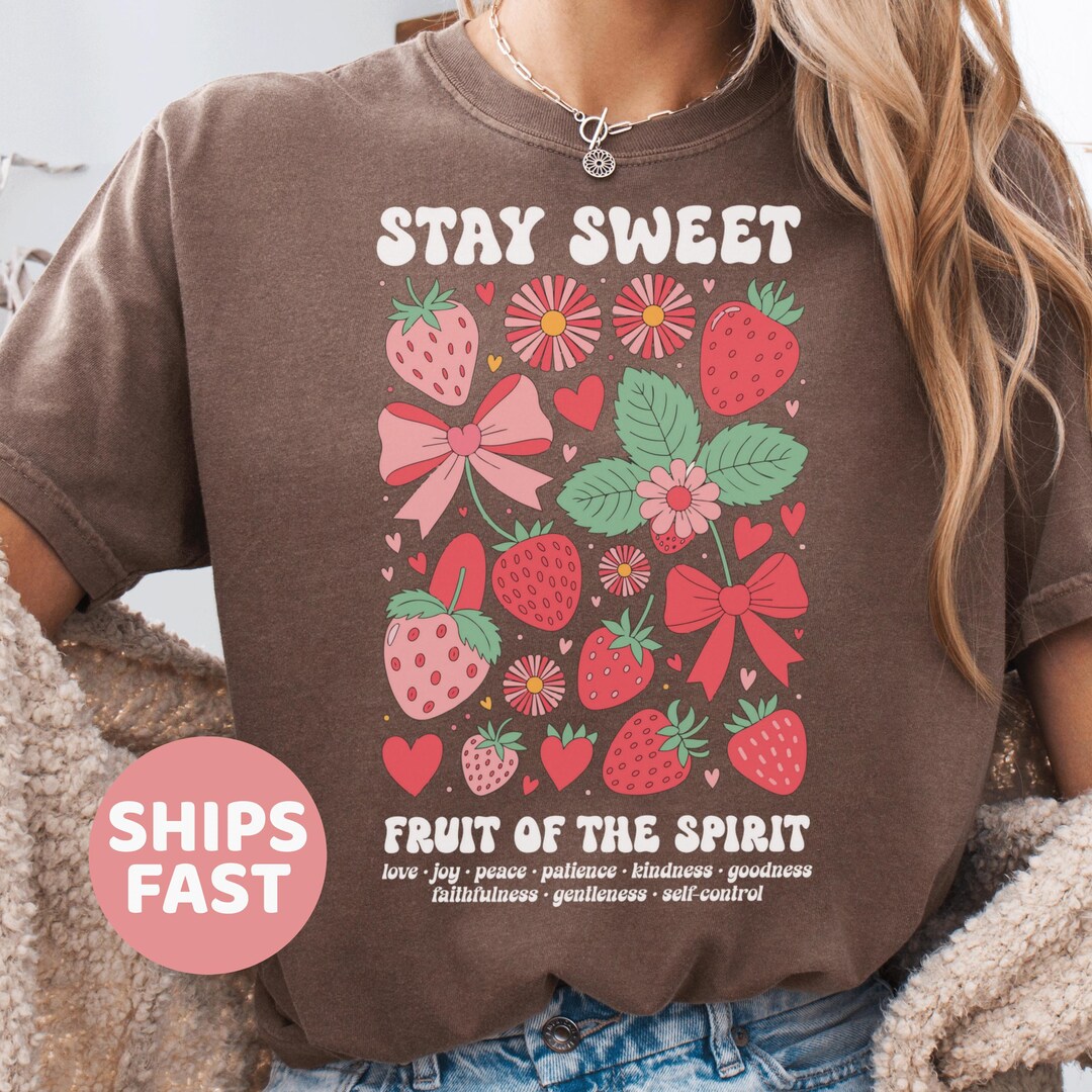 Boho Christian Strawberry Shirt Fruits of the Spirit Bible Verse Shirt ...
