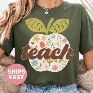 Teacher Apple Shirt, Leopard Apple Teacher Shirt, Teacher Appreciation T Shirt, First Day of School, Teacher Shirt, Teacher Life Shirt