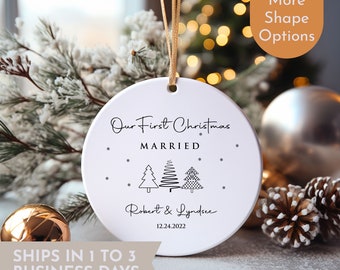 Décoration de Noël pour le premier Noël des mariés - Décoration de sapin de M. et Mme - Décoration de notre premier Noël marié en tant que M. et Mme - Personnalisée