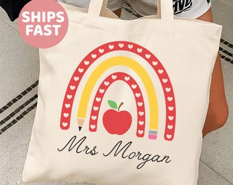 Personalized Teacher Tote Bag, Teacher Tote Bag, Teacher Appreciation Gift, Back to School Totes, School Gift Totes, Gift for Teachers