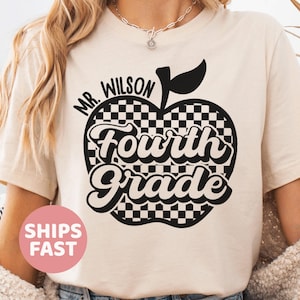 Personalized Fourth Grade Teacher Shirt Custom 4th Grade Team T-Shirt Back To school Gifts for Fourth Grade Crew Elementary TShirt