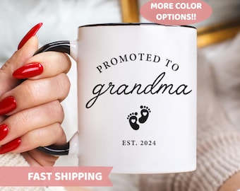 Promoted to Grandma Mug, Grandma Pregnancy Announcement Gift, New Grandma Mug, New Grandma Gift, Soon To Be Grandma Gift Mug (
