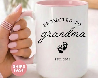 Promoted to Grandma Mug, Grandma Pregnancy Announcement Gift, New Grandma Mug, New Grandma Gift, Soon To Be Grandma Gift Mug (