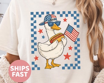 Comfort Colors® Patriotic Goose Shirt, Memorial Day Shirt, Funny Goose Shirt, American Flag Shirt, Fourth Of July Gifts, Red White and Blue