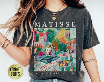 Matisse Shirt, Girl Reading, Comfort Colors Art Lover Gift for Artist or Art Teacher Shirt, Colorful Art Tee Aesthetic Tshirt Artsy Clothing