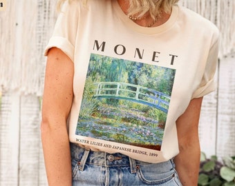 Monet Art Shirt Water Lilies, Artwork Tshirt, Famous Painting Shirt, Gift for Artist or Art Teacher, Art T-shirt, Aesthetic Boho Flower Tee