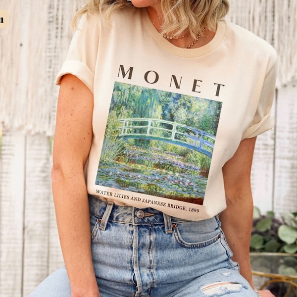 Monet Art Shirt Water Lilies, Artwork Tshirt, Famous Painting Shirt, Gift for Artist or Art Teacher, Art T-shirt, Aesthetic Boho Flower Tee