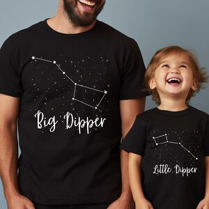 Big Dipper Little Dipper Constellation Matching Shirts, Cute Daddy and Me Tee, Daddy Mini Shirt, Fathers Day Outfit, Outer Space Star Tshirt