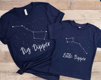 Big Dipper Little Dipper Constellation Matching Shirts, Cute Mommy and Me Tee, Mama Mini Tshirt, Mothers Day Outfit, Outer Space Star Tshirt