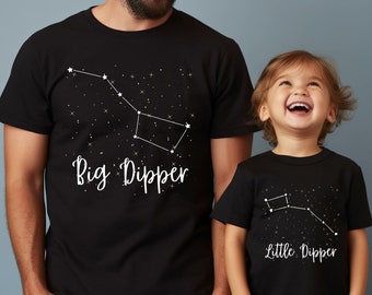 Big Dipper Little Dipper Constellation Matching Shirts, Cute Daddy and Me Tee, Daddy Mini Shirt, Fathers Day Outfit, Outer Space Star Tshirt