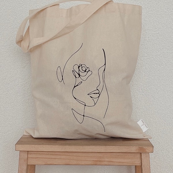 100% organic cotton (line art girl) Tote Bag
