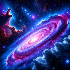 Confezione da 5 stampe da parete con nebulosa spaziale - Stampe digitali di galassie / Nuvole cosmiche vorticose per decorazioni fantascientifiche, di meditazione o astrali