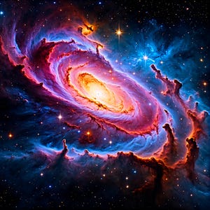 Confezione da 5 stampe da parete con nebulosa spaziale - Stampe digitali di galassie / Nuvole cosmiche vorticose per decorazioni fantascientifiche, di meditazione o astrali
