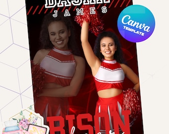 Senior Banner Canva Template for school athletes - Cheerleading Football
