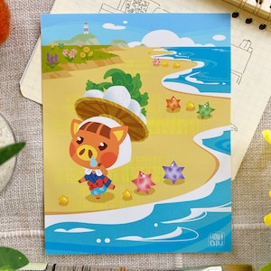 Daisy Mae Kunstdruck | 4,5 x 6 Minidruck | Acnh | Strand | Wunderlich