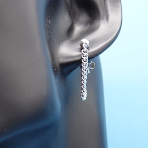 Sterling Silver Chunky Curb Chain Earrings, Chain Earrings, Birthday Gift, Gift for Women
