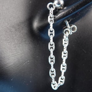 Mariner Chain Earrings, Sterling Silver, Anchor Chain Earrings, Post earrings, Birthday Gift, Gift for Women
