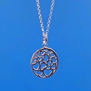17mm Hearts Sterling Silver Pendant, Necklace, Chain, 925 Sterling Silver, Birthday Gift, Gift for Women