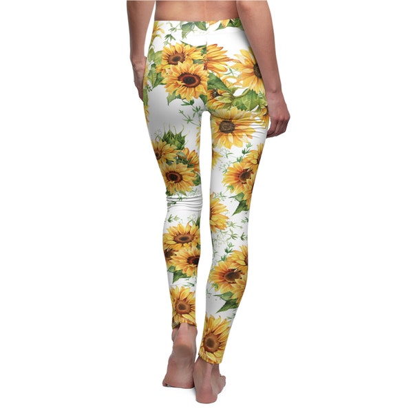 Sunflower White Leggings | Sunflower Tights | Flower Legging | Casual Legging