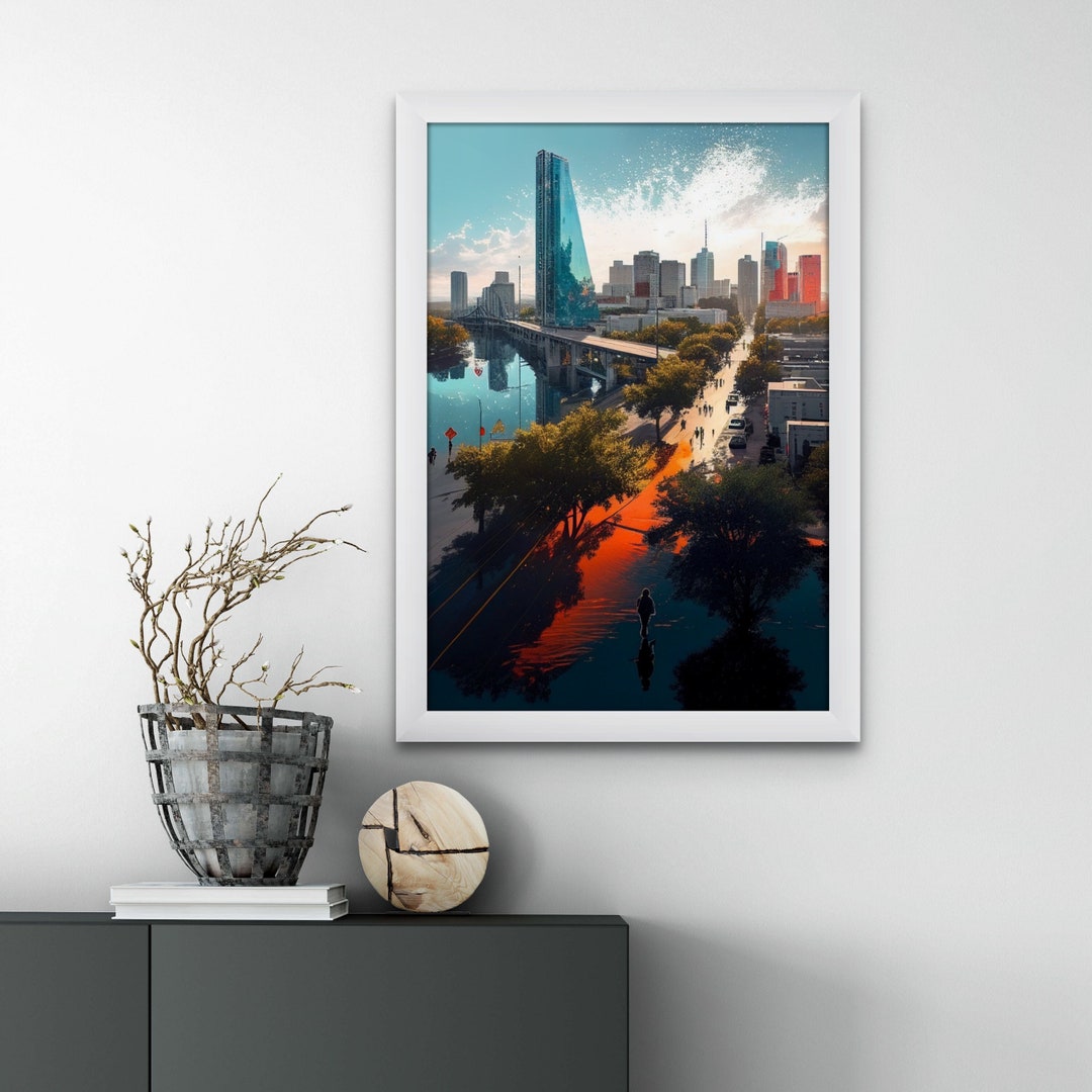 Digital Austin Wall Art, Cityscape Wall Art, Austin Skyline Nature Wall