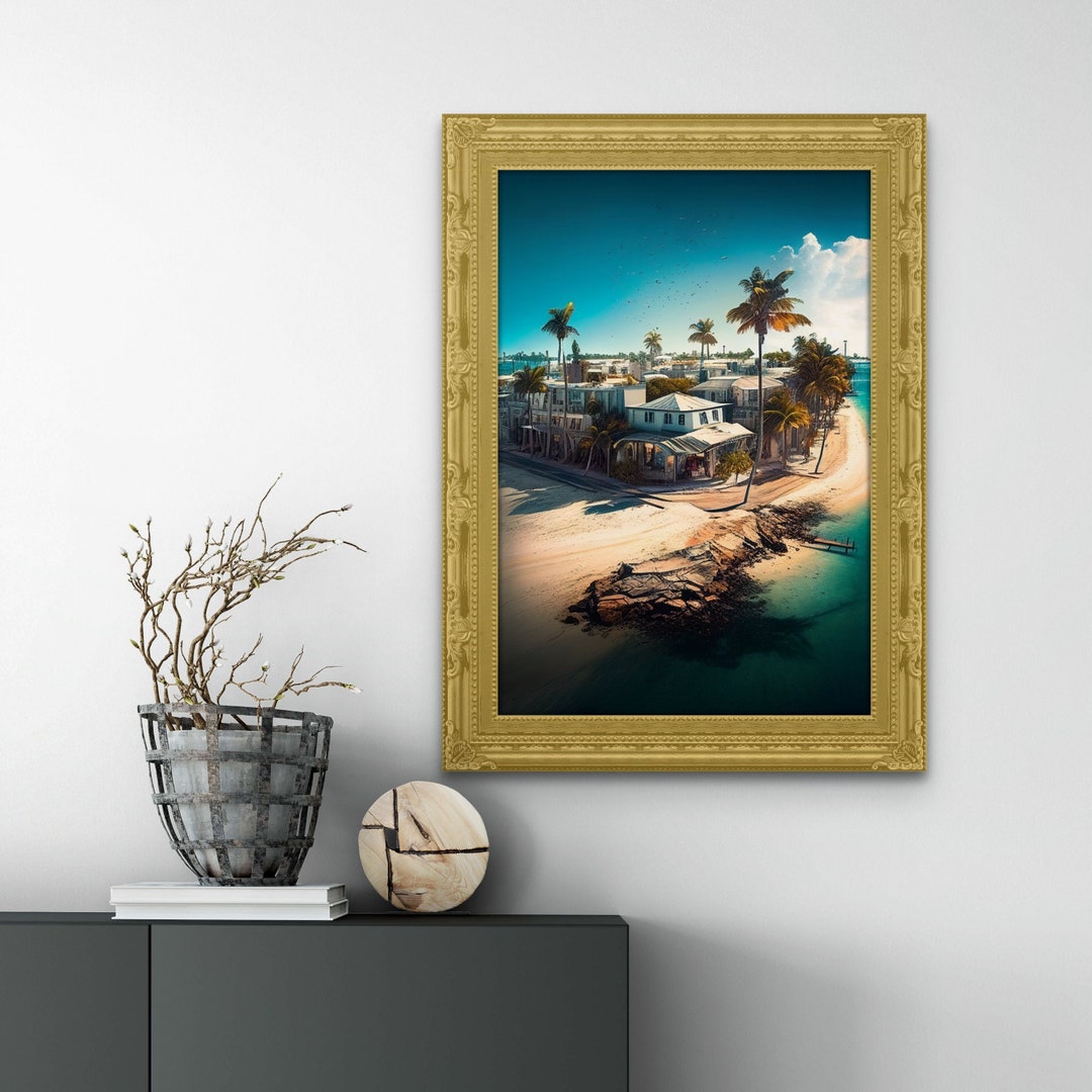 Digital Key West Wall Art, Aesthetic Beach Wall Art, Nature Coastal
