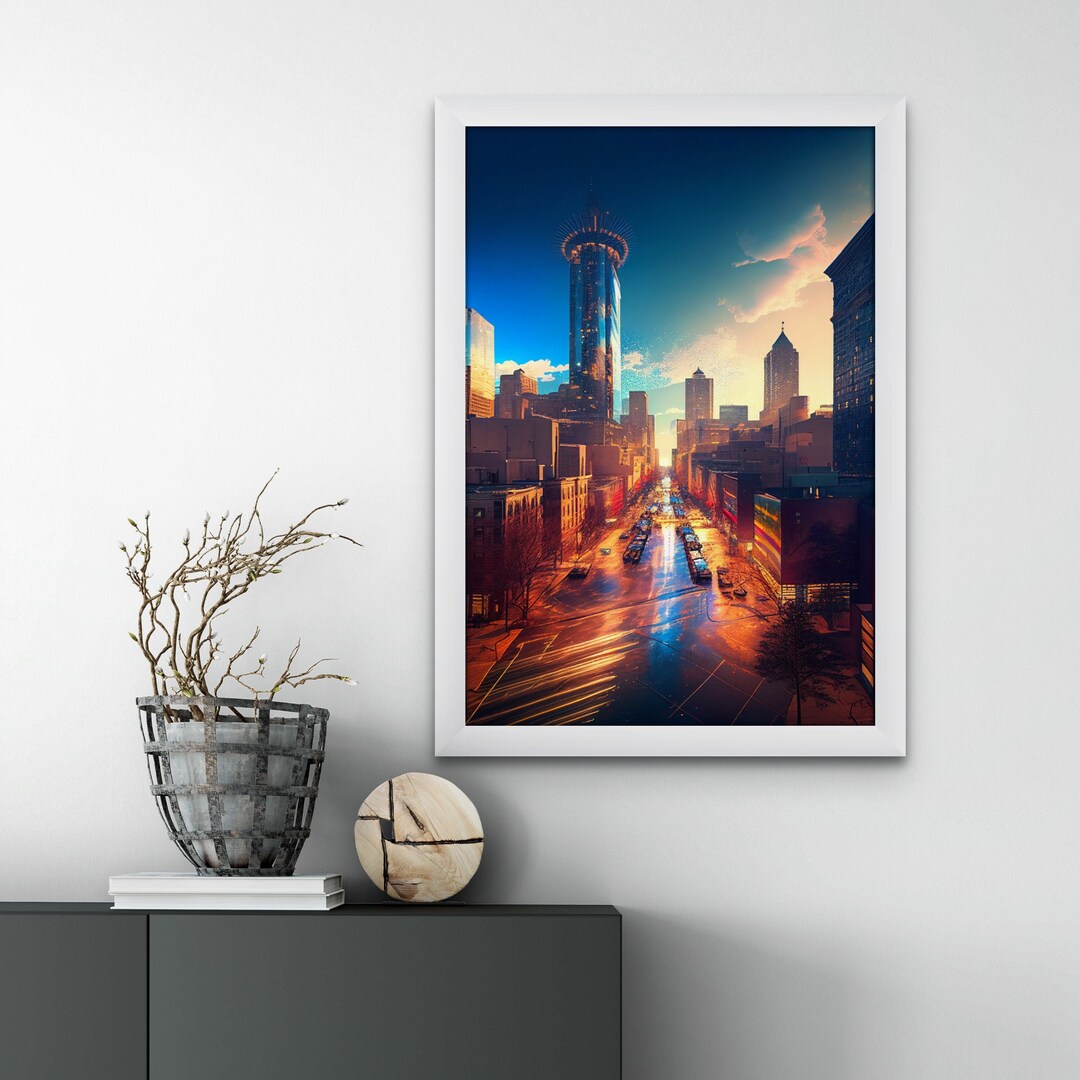 Digital Atlanta Wall Art, Atlanta Skyline City Wall Art, Atlanta Decor