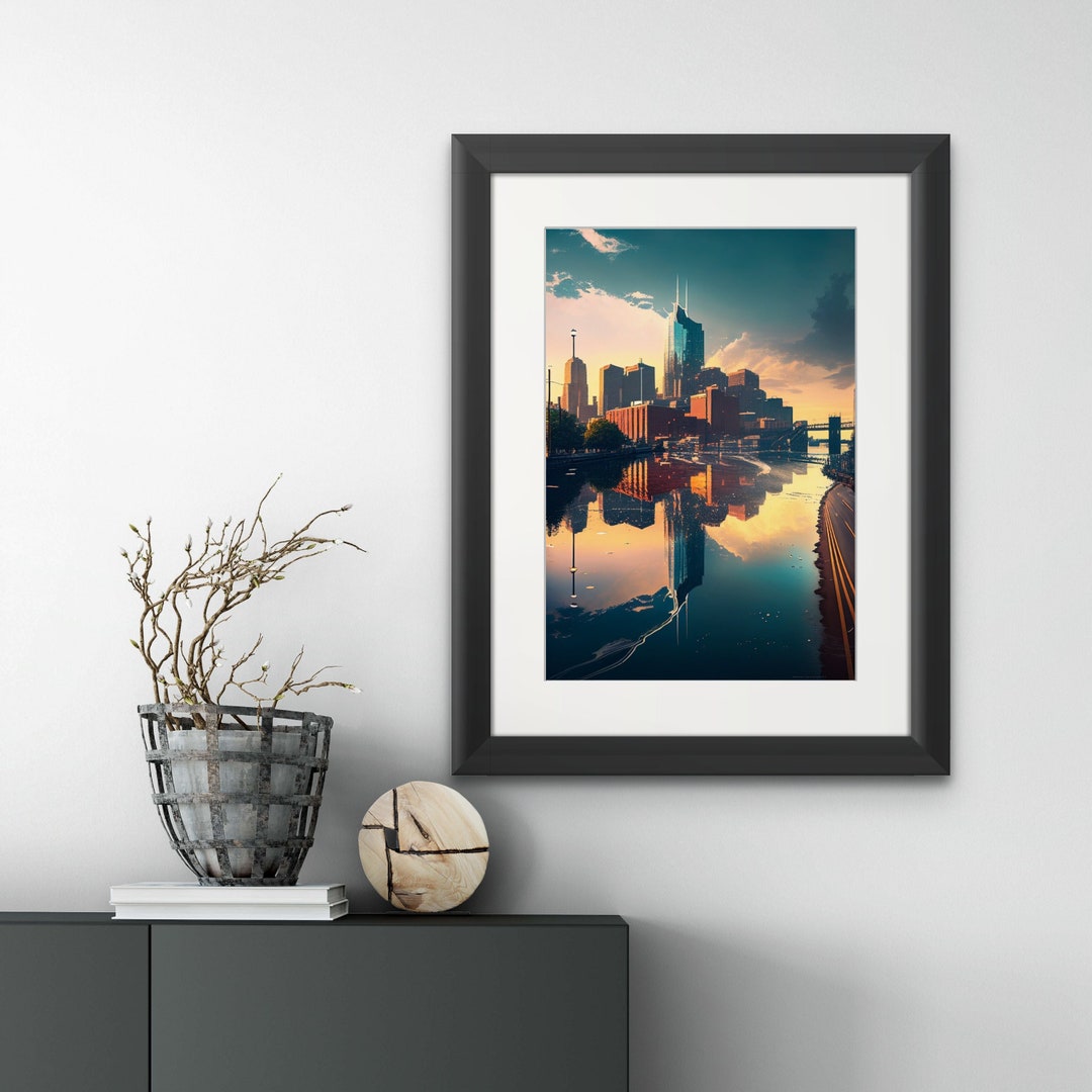 Modern City Nashville Wall Art, Digital Cityscape Wall Art, Nashville