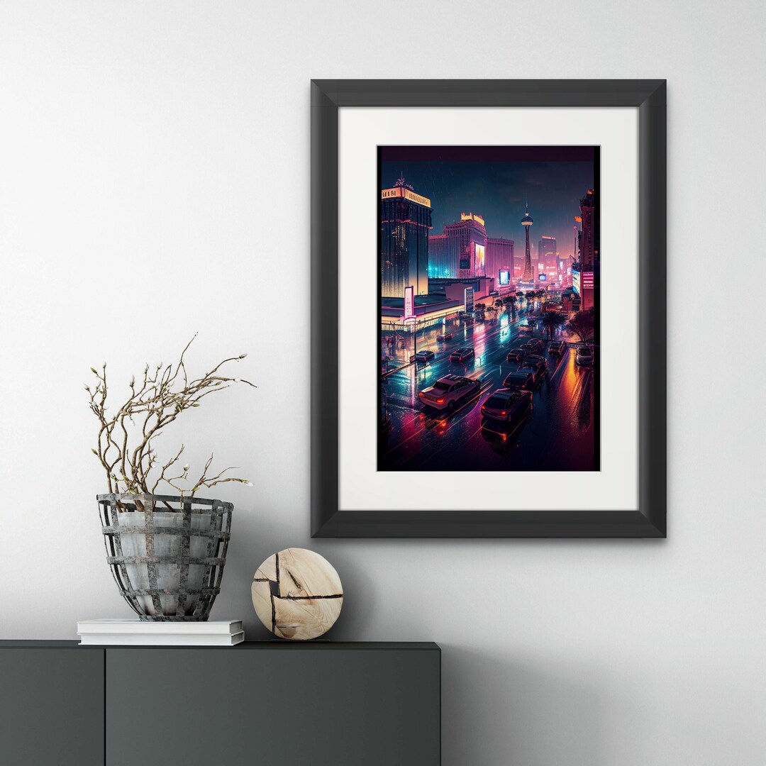 Digital Las Vegas Wall Art, Las Vegas Skyline Cityscape Wall Art, City