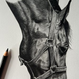 Pet portrait, hand drawn, custom horse artwork