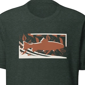 Camisa de pesca, pesca com mosca, presente de pesca com mosca, pesca, presente de pesca, camisa de truta, equipamento de pesca