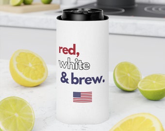 Red, White en Brew Seltzer Can Cooler | 4 juli Can Cozie | Onafhankelijkheidsdag blikjeskoeler | 4 juli geschenk | Seltzer blikjeskoeler