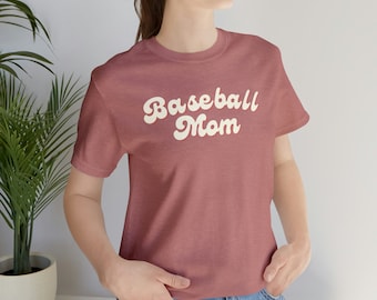 T-shirt à manches courtes Baseball Mom | Chemise de maman de baseball | T-shirt de sport de maman de baseball