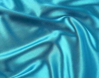 Turquoise 60" Wide - 96 Polyester 4 % Spandex Light Weight Silky Stretch Charmeuse Satin Fabric