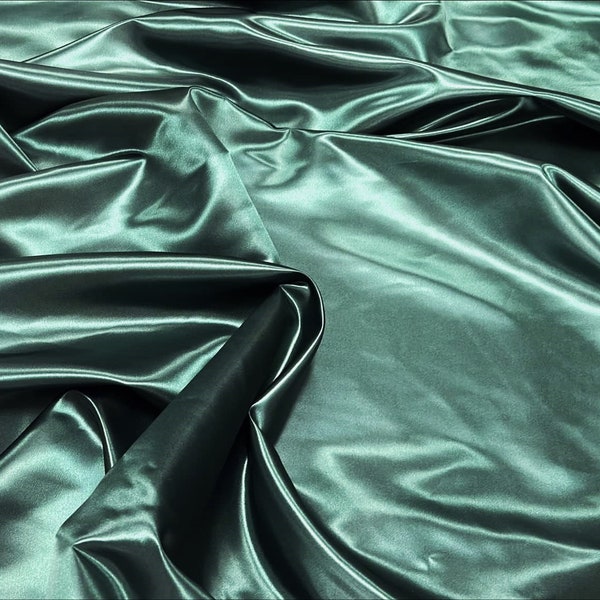Hunter Green 20 Yards 60" Wide Medium Weight Shiny Satin Fabric, Durable for Wedding Dress Gowns, Costumes.