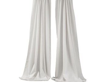 White, Polyester Poplin Backdrop Drape Curtain Panels, Room Divider, Set of 2 Drapes, 4.5' Feet Wide