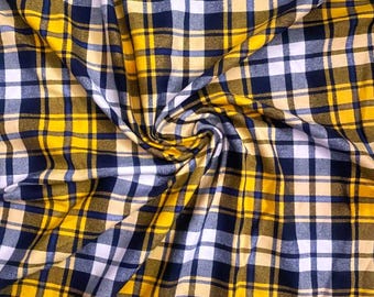Yellow & Blue 60&quot; Wide Double-Sided Brushed Scottish Plaid Cotton Flannel Fabric by The Yard