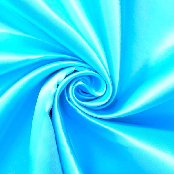 Aqua Blue 58/60" Wide Heavy Weight 100%  Polyester Bridal Satin Fabric, Choose Yardage Below.