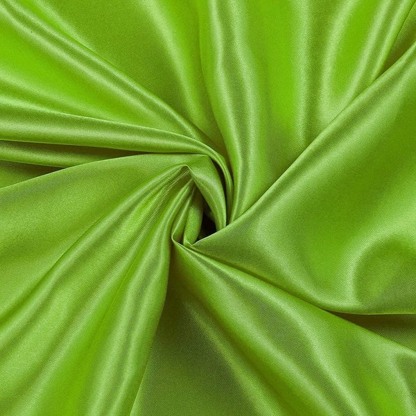 Lime Green, 58"/60" Wide (Peau de Soie) Silk Skin Duchess Bridesmaid, Dress, Dull Satin Fabric