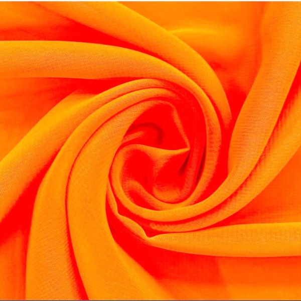 Neon Orange 58" Wide, Silky Chiffon Fabric | Imitation Silk Chiffon | Super Soft & Flowy | 100% Polyester | Apparel | Costume | Decoration.