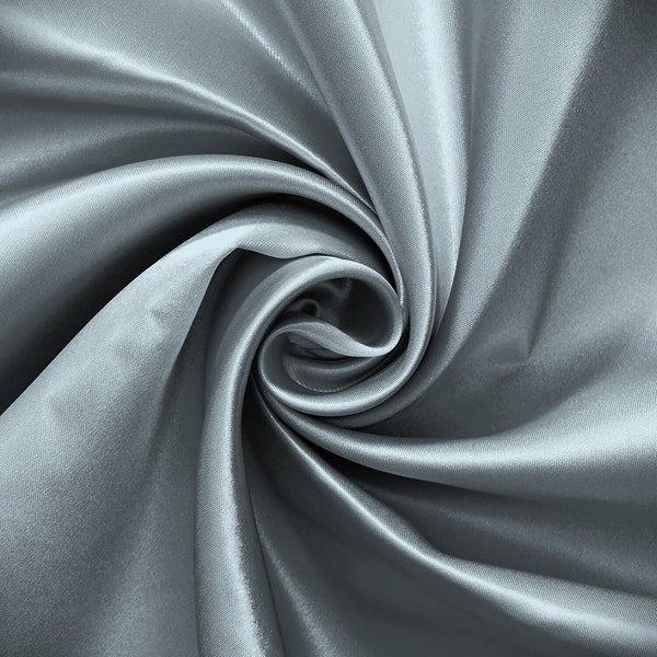 Silver 58/60" Wide Heavy Weight 100%  Polyester Bridal Satin Fabric, Choose Yardage Below.
