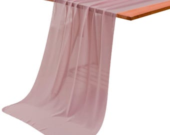 Blush Pink, Luxury Extra Long See Through Dull Chiffon Table Runner, Wedding Runner, Holiday Table Runner.