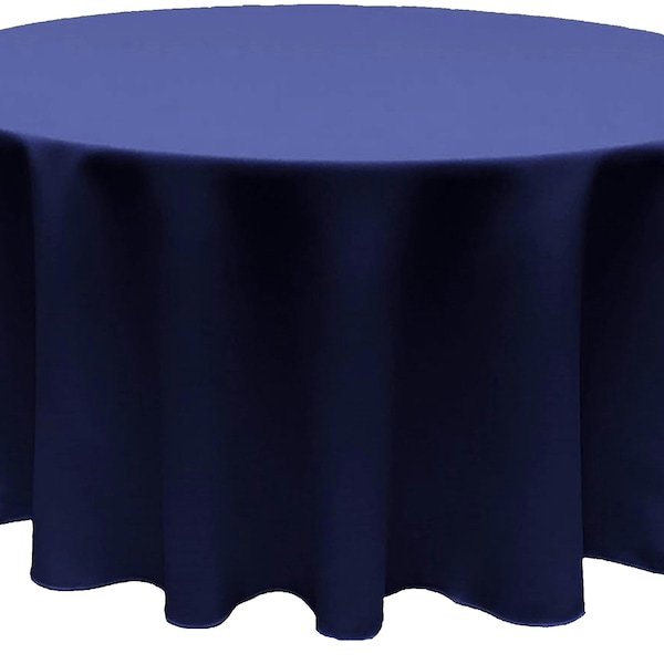 Navy  Blue  Round Polyester Poplin Seamless Tablecloth, Party Decoration, Event Décor  - Made in USA - Choose Size Below.