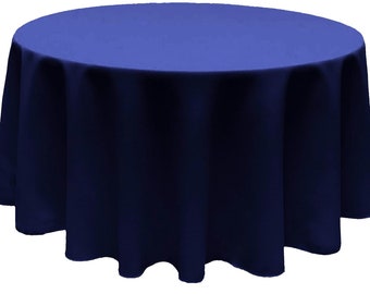 Navy  Blue  Round Polyester Poplin Seamless Tablecloth, Party Decoration, Event Décor  - Made in USA - Choose Size Below.