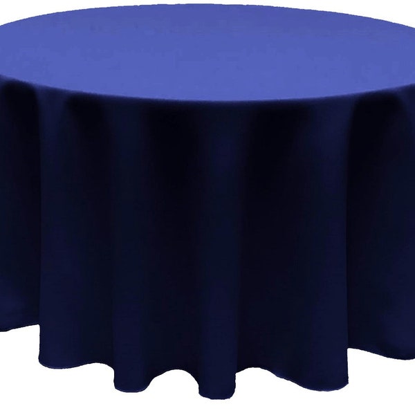 Navy  Blue  Round Polyester Poplin Seamless Tablecloth, Party Decoration, Event Décor  - Made in USA - Choose Size Below.