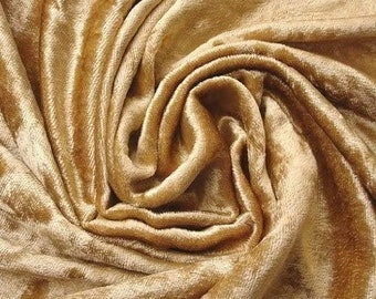 Gold  59/60" Wide Crushed Stretch Panne Velvet Velour Fabric