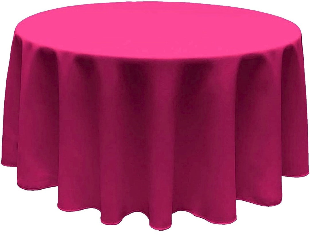 Fuchsia Round Polyester Poplin Seamless Tablecloth, Party Decoration ...
