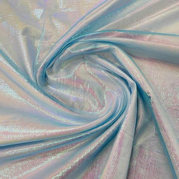 Turquoise , 44/45" Wide Iridescent  Rustic Lame Shimmer Organza Fabric.