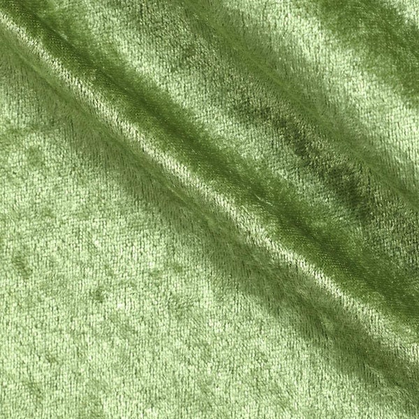 Sage Green 59/60" Wide Crushed Stretch Panne Velvet Velour Fabric